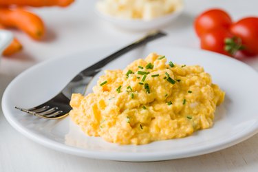 plate with scrambled eggs