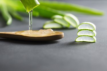 close view of aloe vera gel, as a herpes remedy
