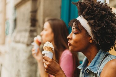 lactose intolerant doomer girl regrets eating ice cream. milk