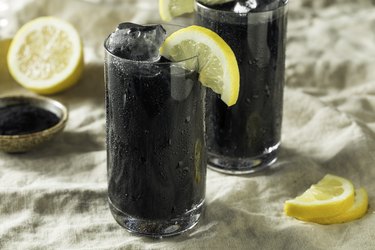 two glasses of Black Activated Charcoal Lemonade, as a natural remedy for upset stomach