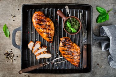 Grilled chicken fillets in a spicy marinade