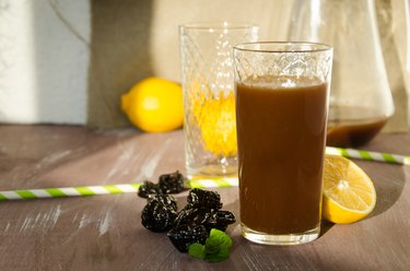 a glass of prune juice, as an example of the best fruit juice for constipation