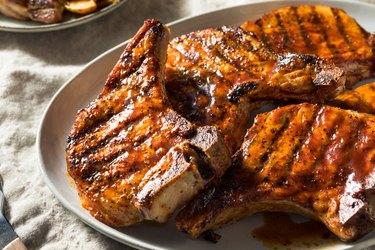 Homemade Barbecue Pork Chops on plate