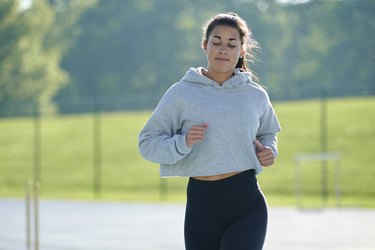 Beautiful and fit woman running