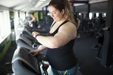 person with diabetes exercising at gym on treadmill