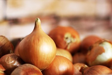 close view of a pile of fresh onions