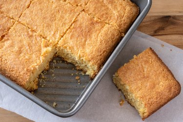 Cornbread Made With Olive Oil in a Pan