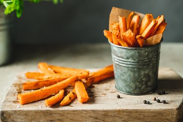 Tasty sweet potato fries from the deep fryer