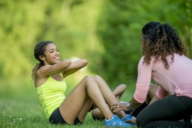 showing her abs on sports day - Playground