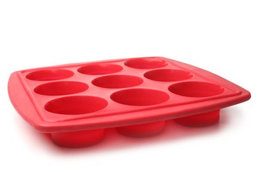 Red silicone baking sheet for cooking muffin and cupcake