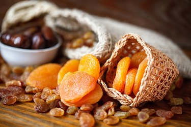 dry apricots and various dry fruit high in sulfur