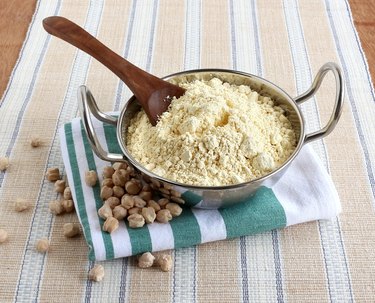 Chickpea Flour on a Towel on a Countertop