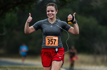 Woman running a race