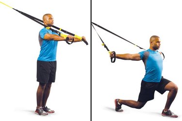 Proper form for step forward lunge with T-fly TRX exercise