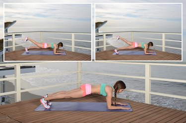 Woman Demonstrating Forearm Plank With Alternating Leg Lifts