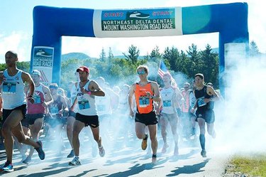 Runners competing in Mount Washington Road Race