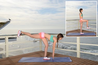 Woman Demonstrating Single-Leg Deadlift With Opposite Knee Raise