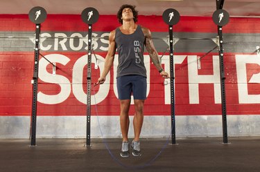 Man performing CrossFit double unders.