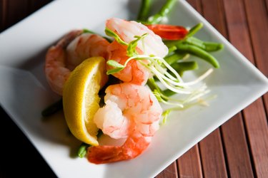 Plate of shrimp with vegetables