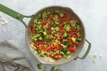 Cooked vegetables in a pan