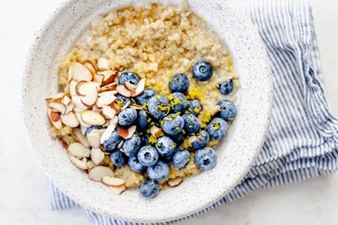 Quinoa, blueberries and almonds make for tasty morning fuel.