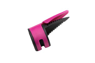 An image of a pink and black plastic ring with a serrated edge blade.