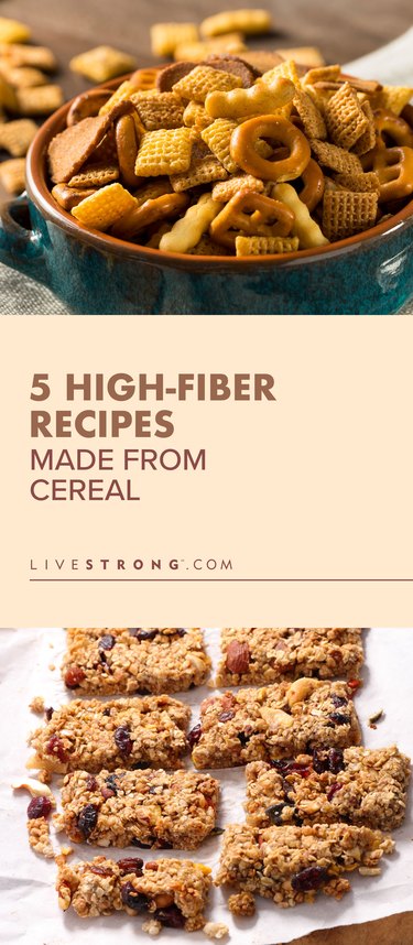 Pinterest pin showing high fiber recipes made with cereal