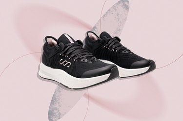 Photo of Saysh Felix Runner shoes on light pink background.