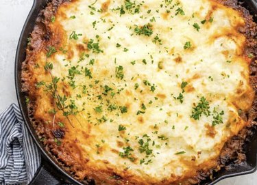 A vegetarian shepherd's pie with mushrooms and quinoa instead of meat