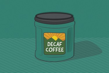 illustration of decaf coffee on green background