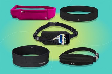 collage of the running belts of 2023 isolated on a teal background