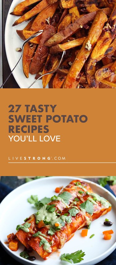 custom pin showing 2 sweet potato recipes for 27 tasty sweet potato recipes
