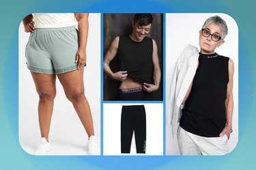 collage of the gender neutral workout clothes