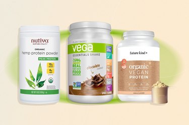 collage of 3 vegan protein powders