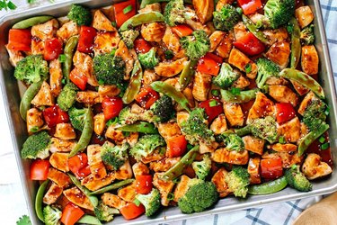Sheet-Pan Sesame Chicken and Veggies on a table