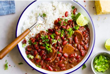 Instant Pot Red Beans and Rice in a bowl on table