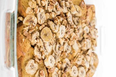 Banana Nut French Toast Bake with nuts on top