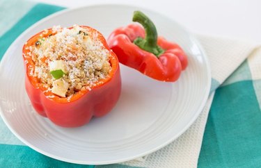 Quinoa Stuffed Pepper on white plate