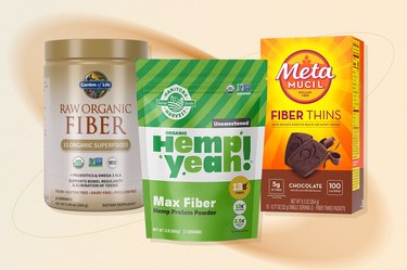 a collage of some of the best fiber supplements for diverticulitis and diverticulosis