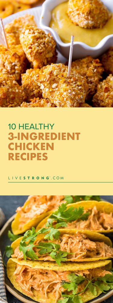 custom pin for 3-ingredient chicken recipes, including chicken nuggets and chicken tacos