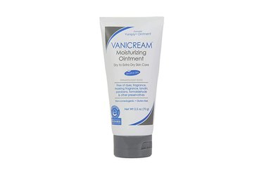 a photo of a tube of Vanicream Ointment for saggy upper eyelids on a white background