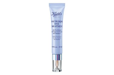 a photo of a tube of Kiehl's Youth Dose Eye Treatment for saggy upper eyelids on a white background