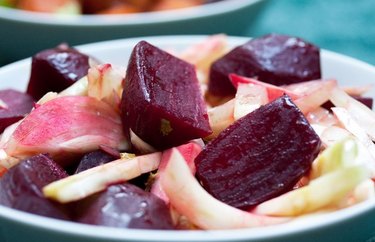 Beet and Fennel Salad on a white plate.