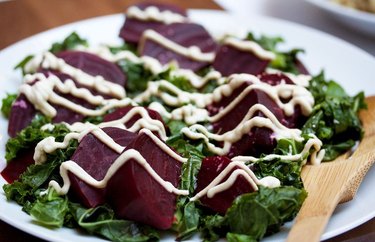 Holiday Kale and Beet Salad with Tofu Dressing