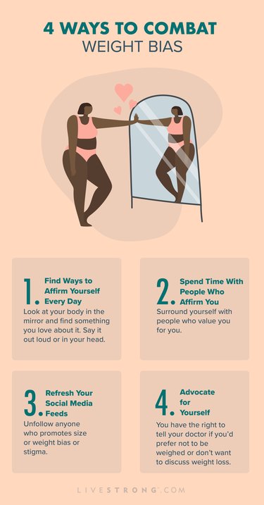 illustrated graphic of 4 ways to combat weight bias