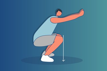 illustration of a person doing a knees over toes squat