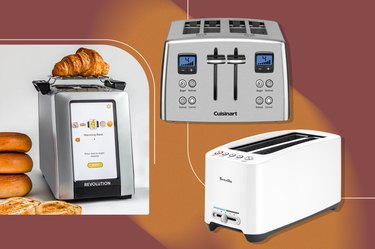 collage of the best toasters from brands like Cuisinart, Brevlle and Revoution