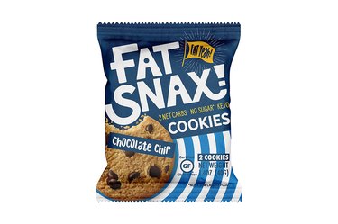 Isolated image of a bag of Fat Snax chocolate chip cookies.