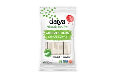 Isolated image of Daiya mozarella cheese sticks.