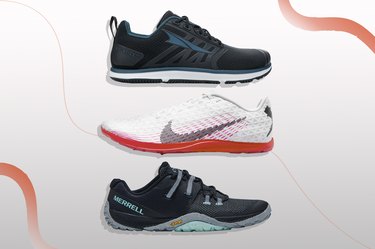 collage of three of the best minimalist running shoes isolated on a white background